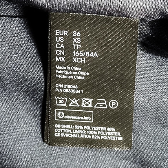 NWT H&M Navy Tweed Coat Jacket Size XS – Long Fringe Trim Zip Front Blazer - Picture 10 of 10